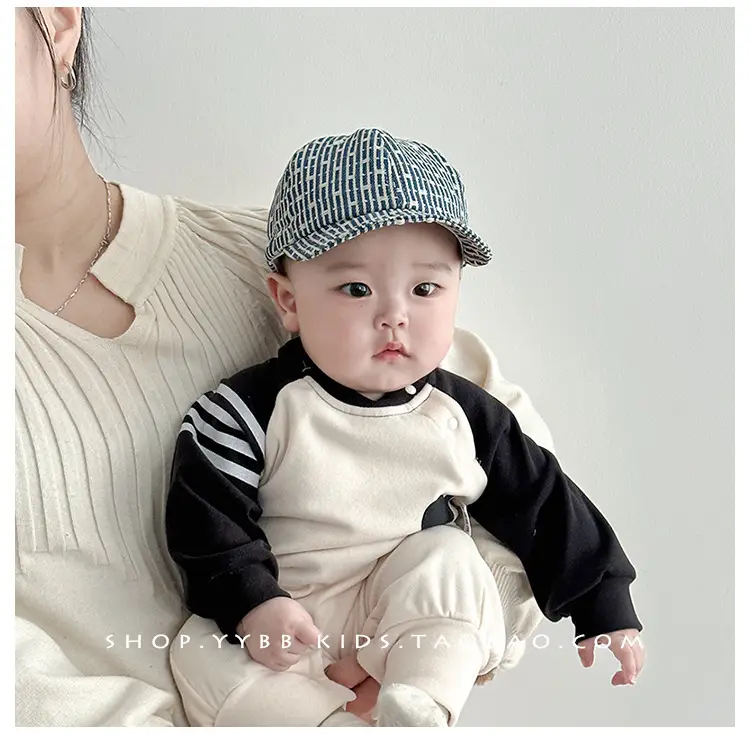 Korean Style Retro Striped Baby Cap for Boys Girls Spring Autumn Sunshade — feature 2