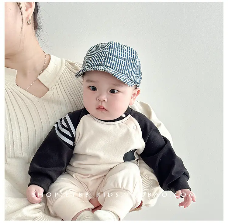 Korean Style Retro Striped Baby Cap for Boys Girls Spring Autumn Sunshade — feature 3
