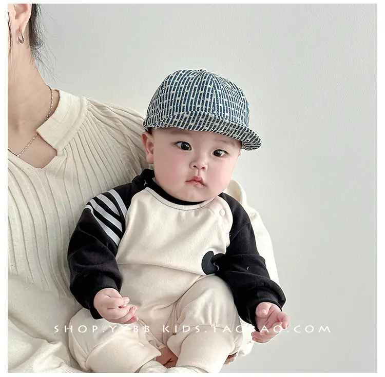 Korean Style Retro Striped Baby Cap for Boys Girls Spring Autumn Sunshade — feature 4