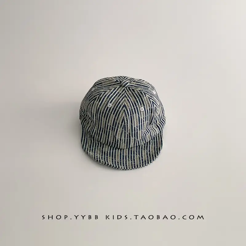 Korean Style Retro Striped Baby Cap for Boys Girls Spring Autumn Sunshade - Image 2