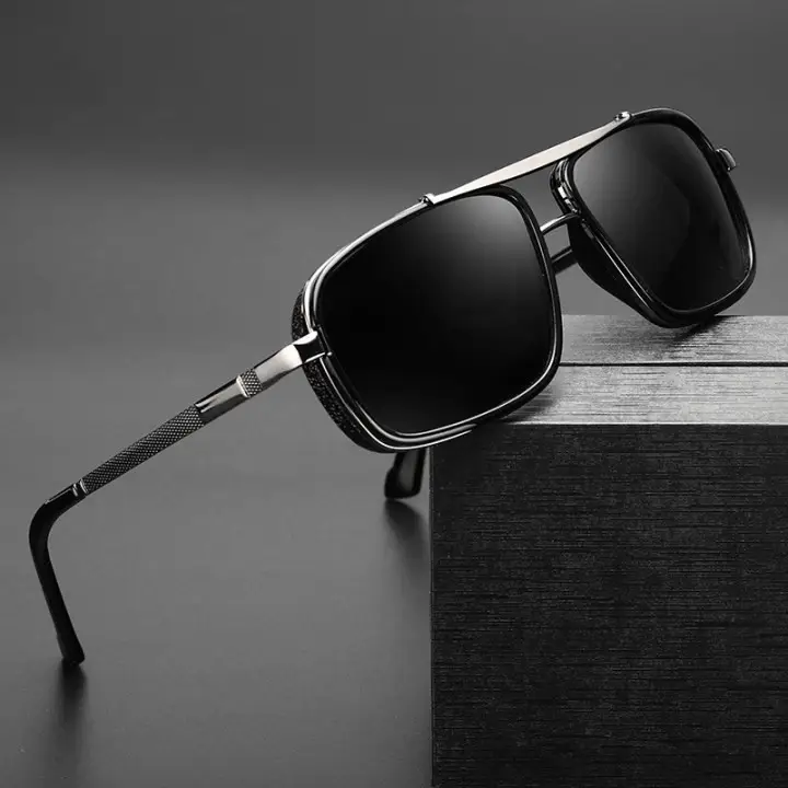 Men Metal Square Sunglasses Cycling Fishing Outdoor