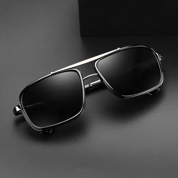 Men Metal Square Sunglasses Cycling Fishing Outdoor