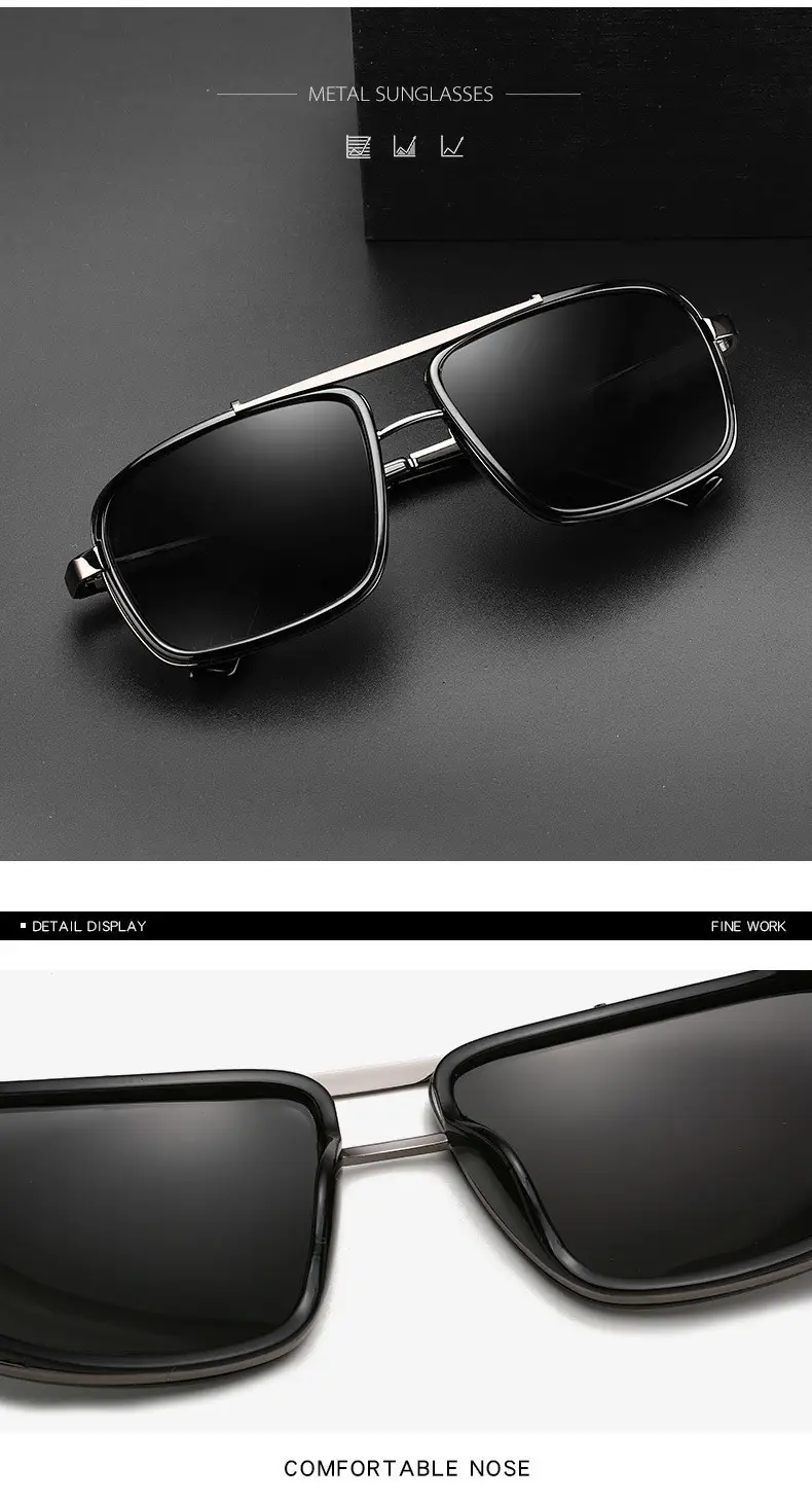 Men Metal Square Sunglasses Cycling Fishing Outdoor — feature 5