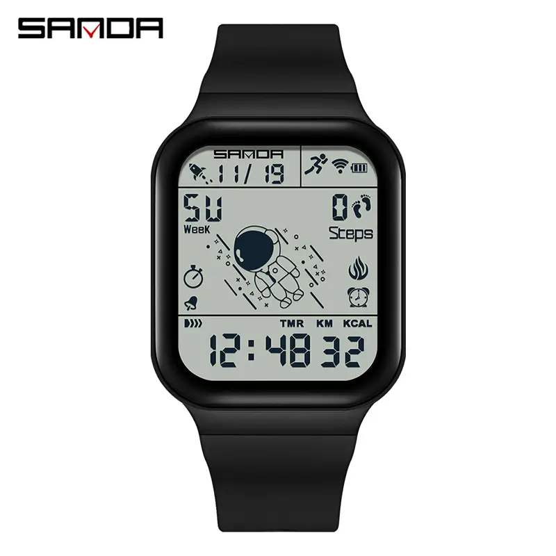 Sanda Black Digital Sport Watch with GPS & Water Resistant - Image 7