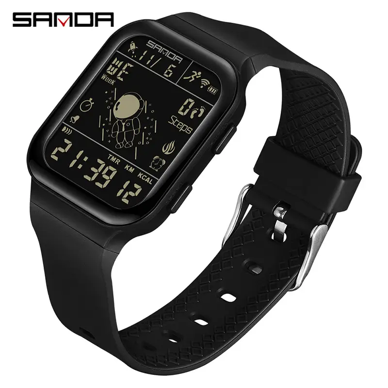 Sanda Black Digital Sport Watch with GPS & Water Resistant - Image 11