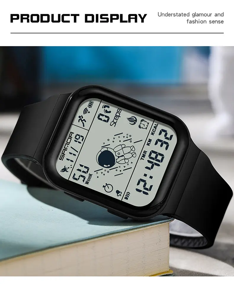 Sanda Black Digital Sport Watch with GPS & Water Resistant — feature 41