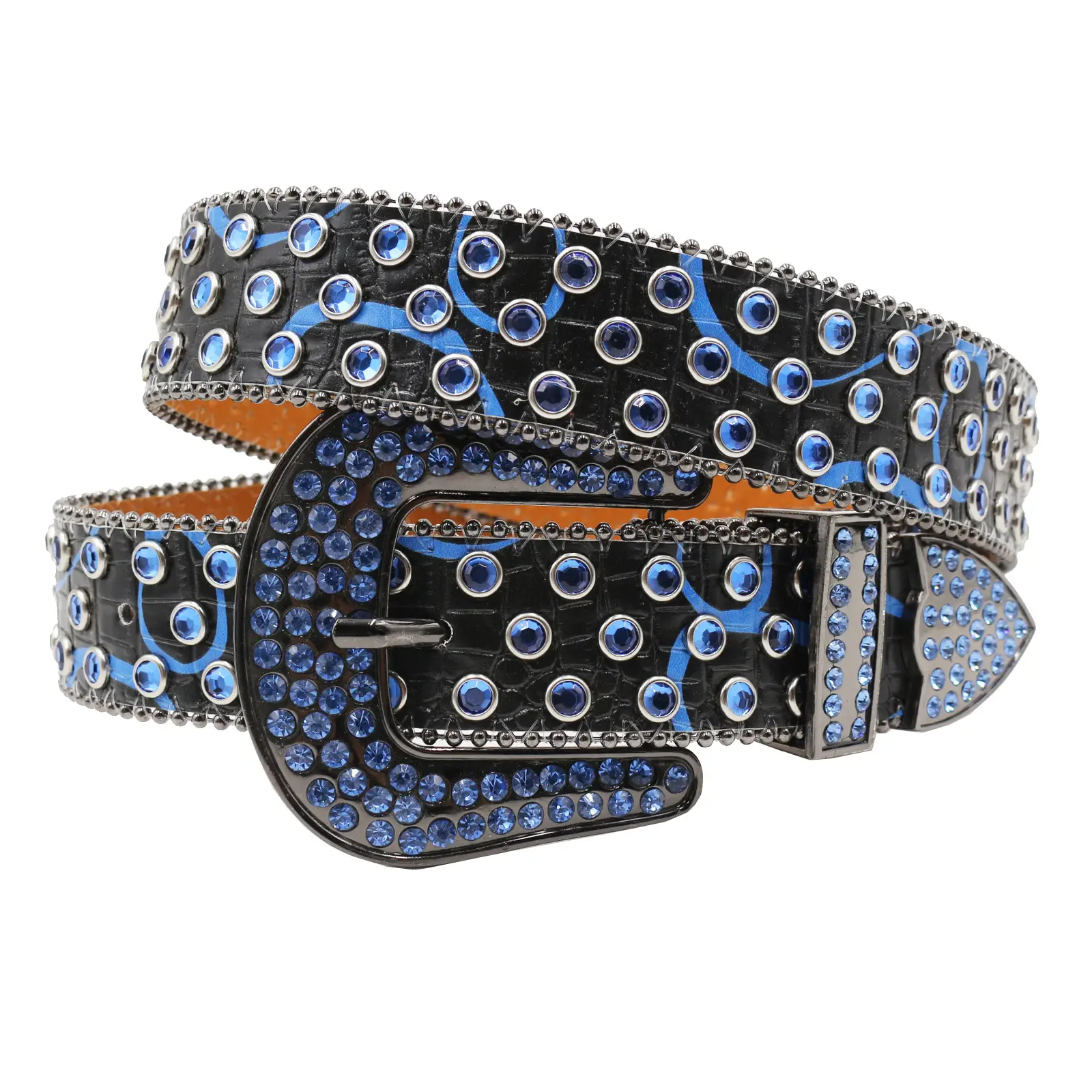 Printed Rhinestone Punk Belt for Women Men — feature 1