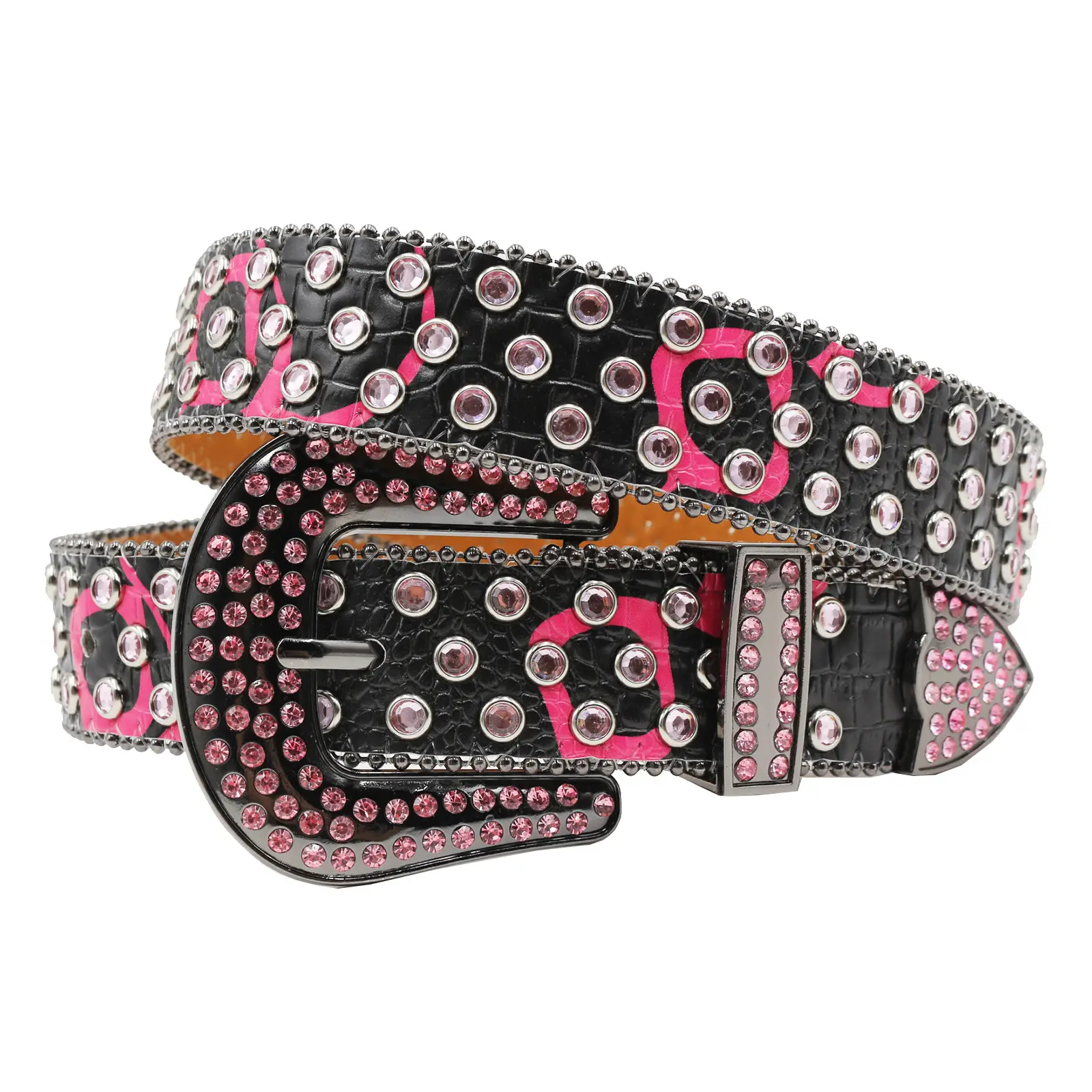 Printed Rhinestone Punk Belt for Women Men — feature 11