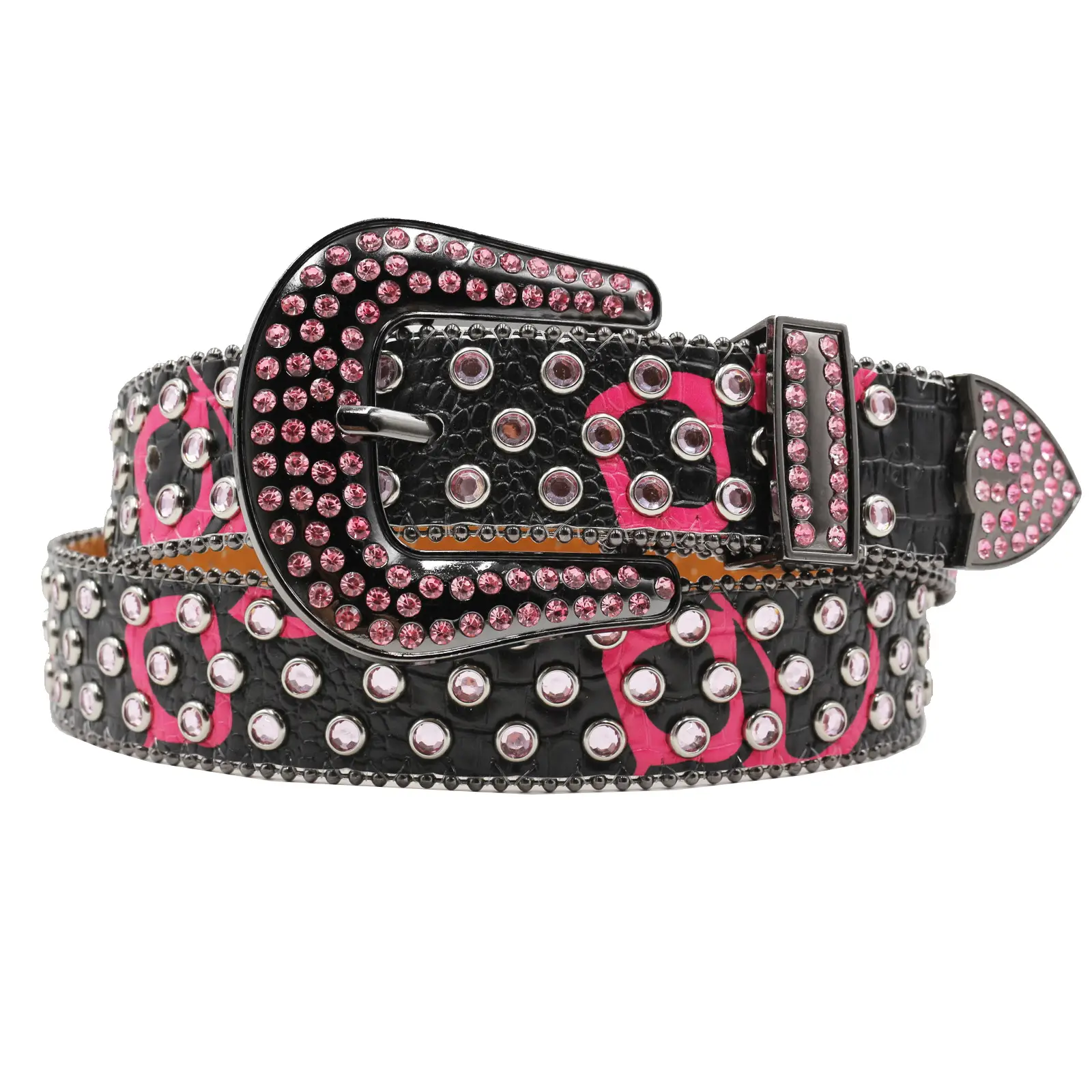 Printed Rhinestone Punk Belt for Women Men — feature 12