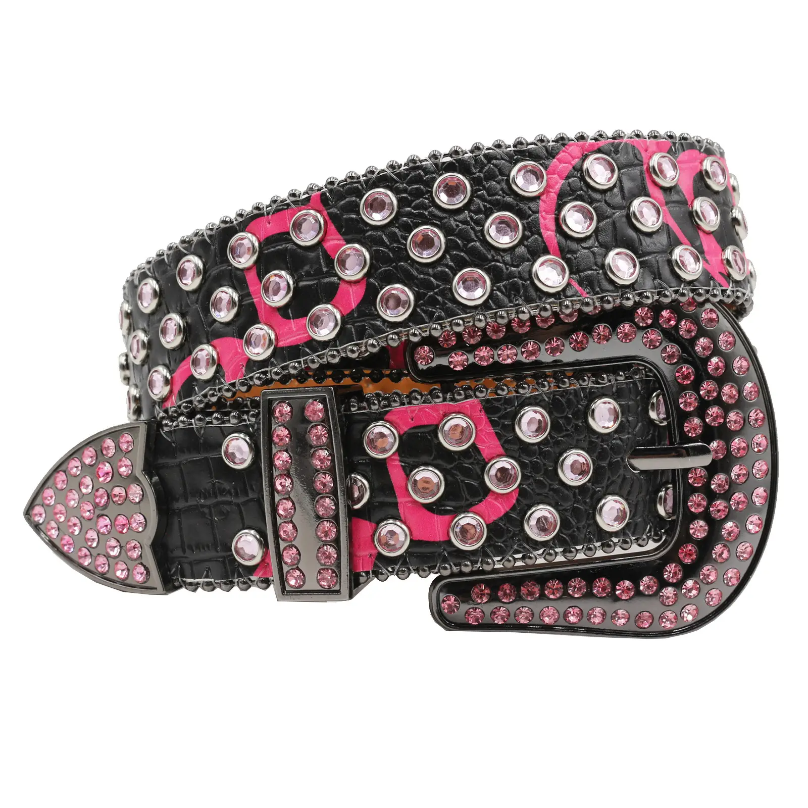 Printed Rhinestone Punk Belt for Women Men — feature 13