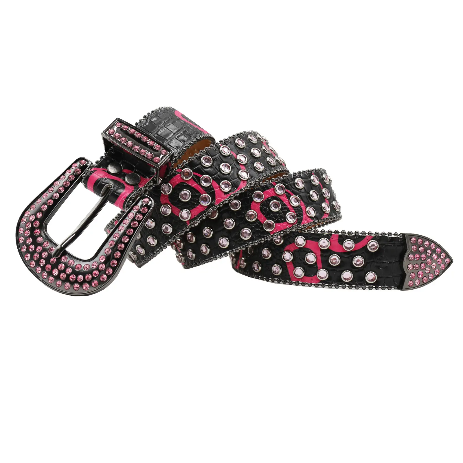 Printed Rhinestone Punk Belt for Women Men — feature 14