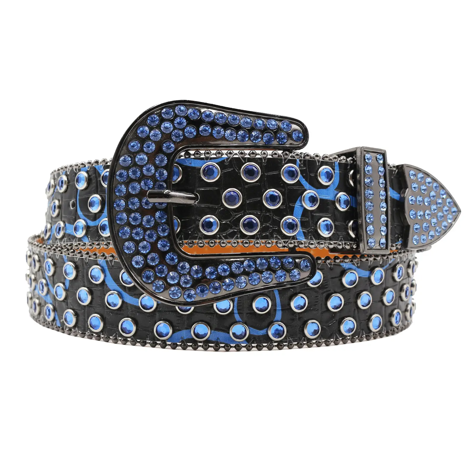 Printed Rhinestone Punk Belt for Women Men — feature 2