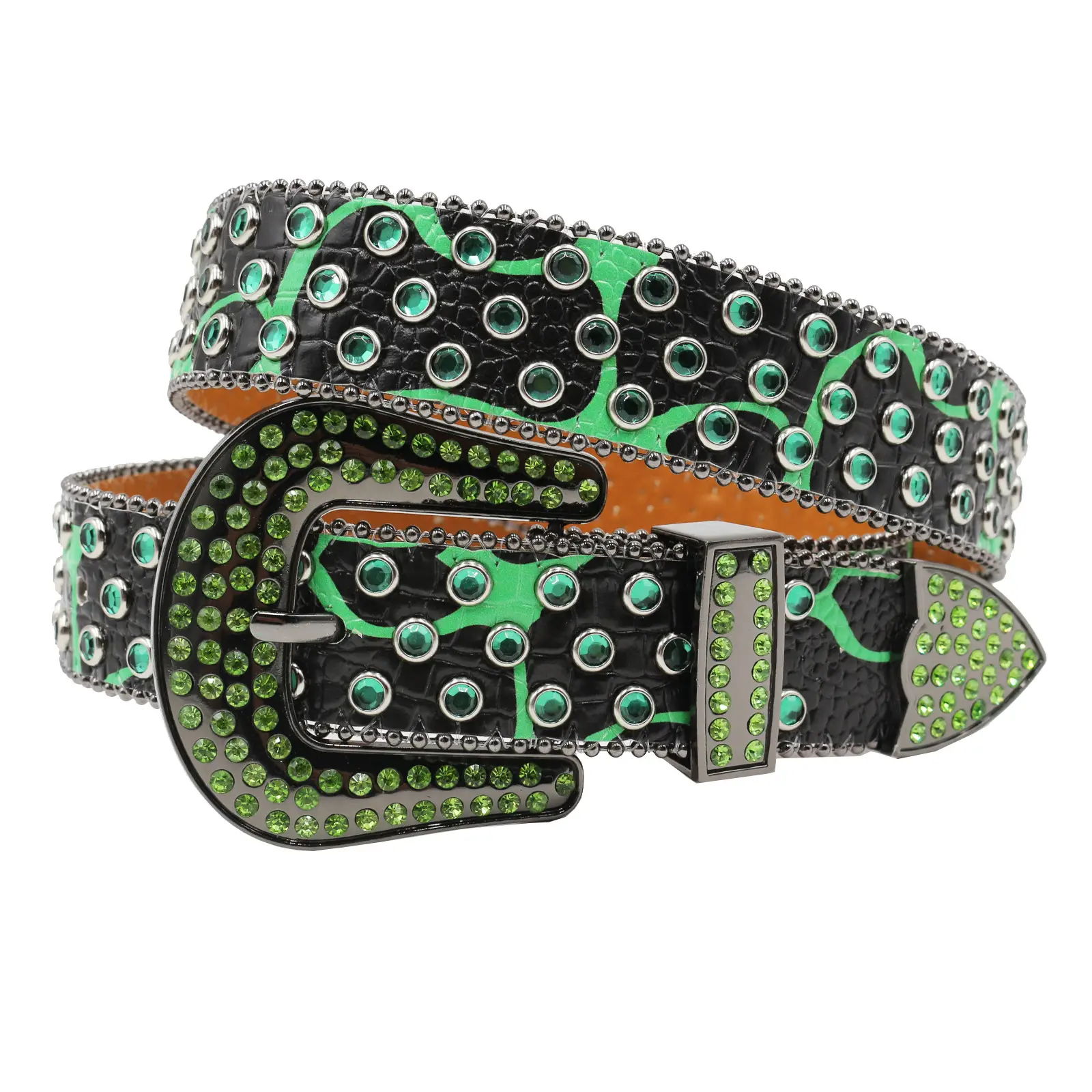 Printed Rhinestone Punk Belt for Women Men — feature 6