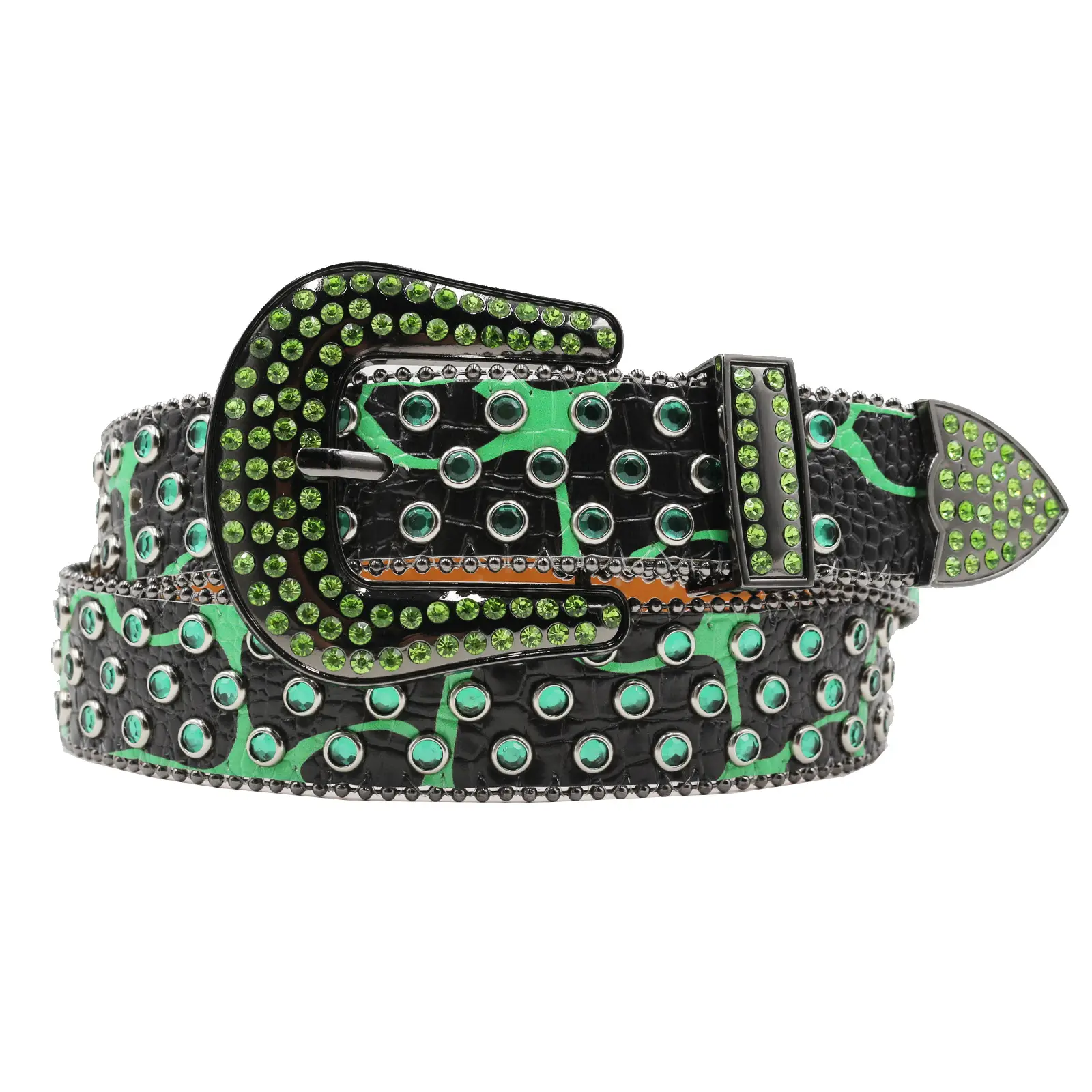 Printed Rhinestone Punk Belt for Women Men — feature 7