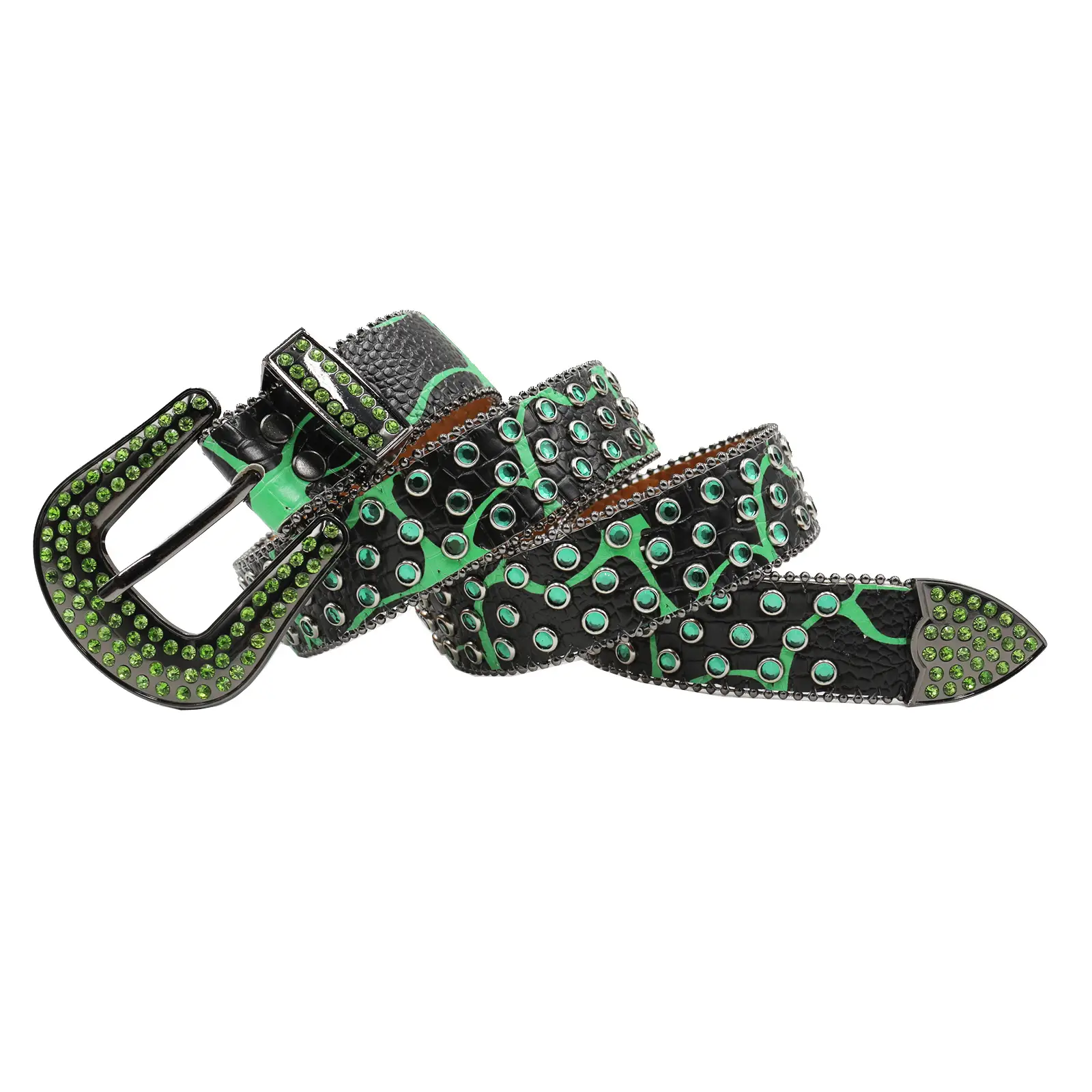 Printed Rhinestone Punk Belt for Women Men — feature 9