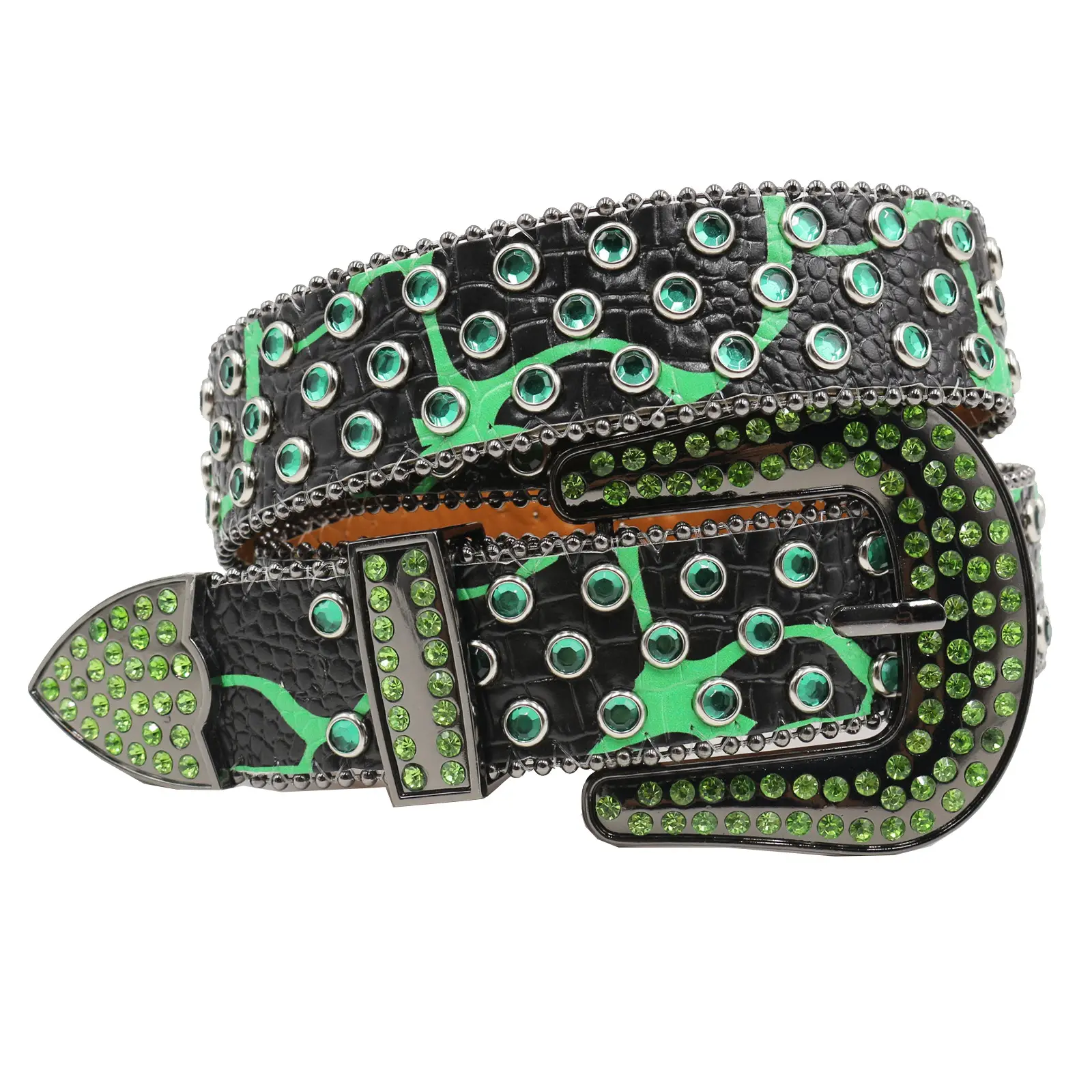 Printed Rhinestone Punk Belt for Women Men - Image 2