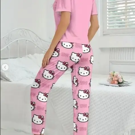 Sanrio HelloKitty Women's Pink Pajamas Spring Autumn New Design