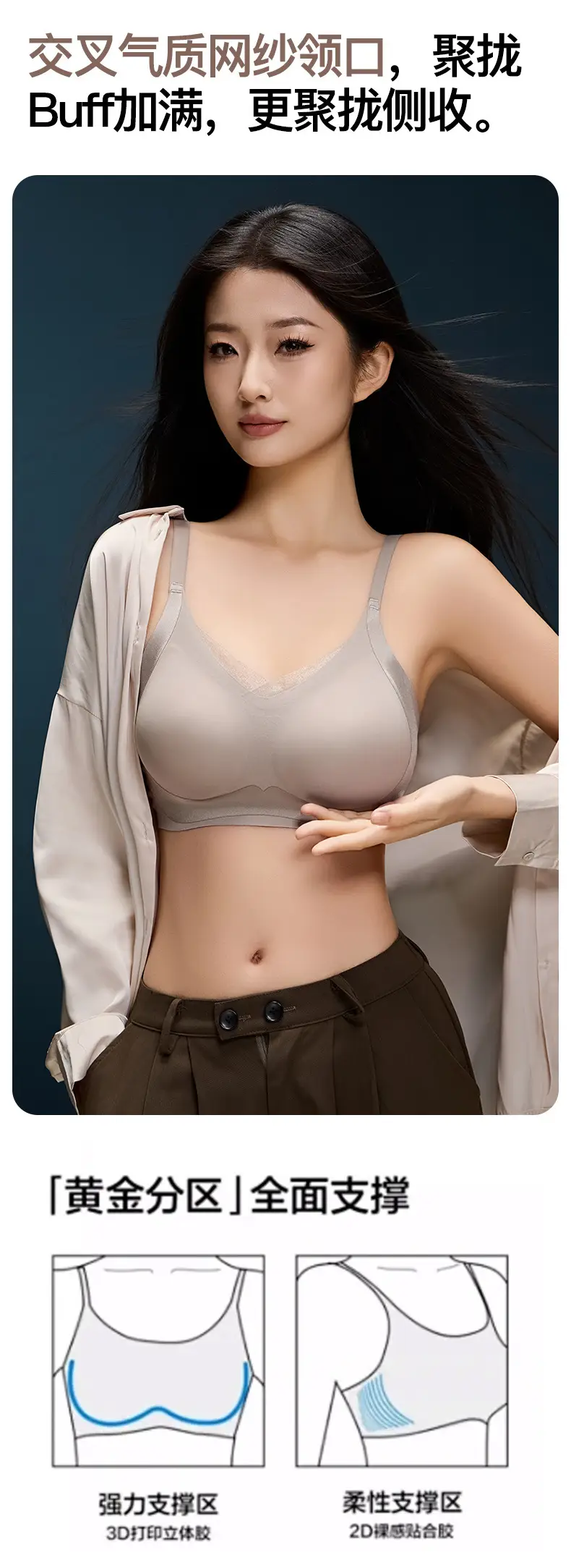 Traceless Glazy Bra Women's Anti-Sagging Upper Bra — feature 9