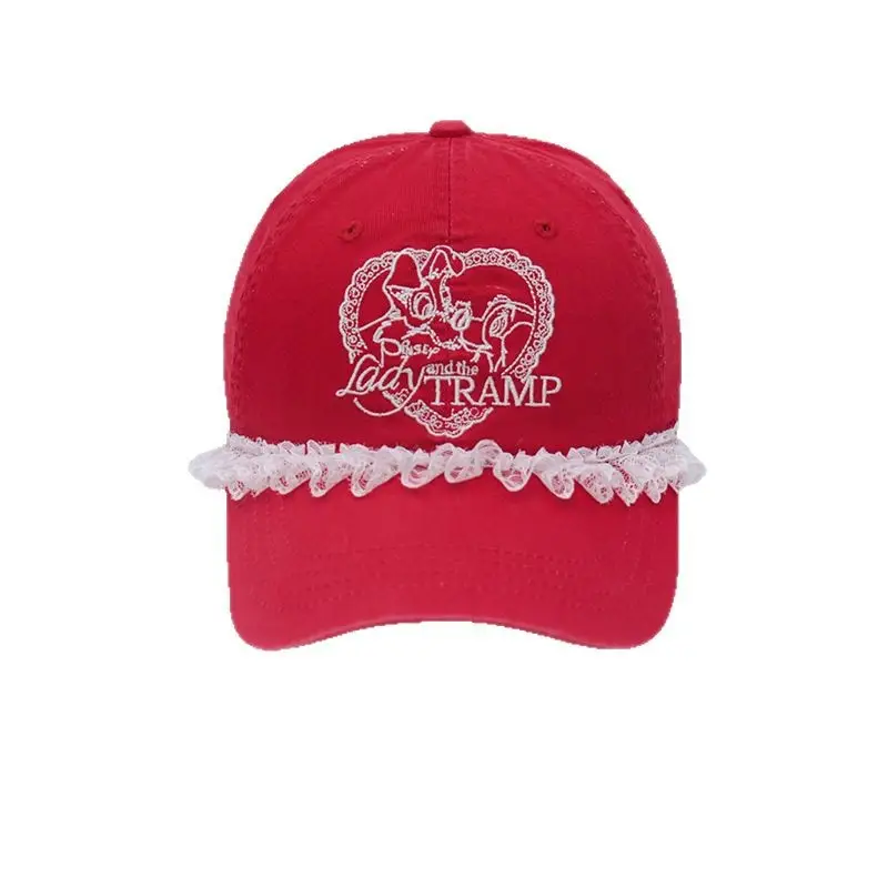 Red Korean-style Face Embroidered Cap for Women - Image 7