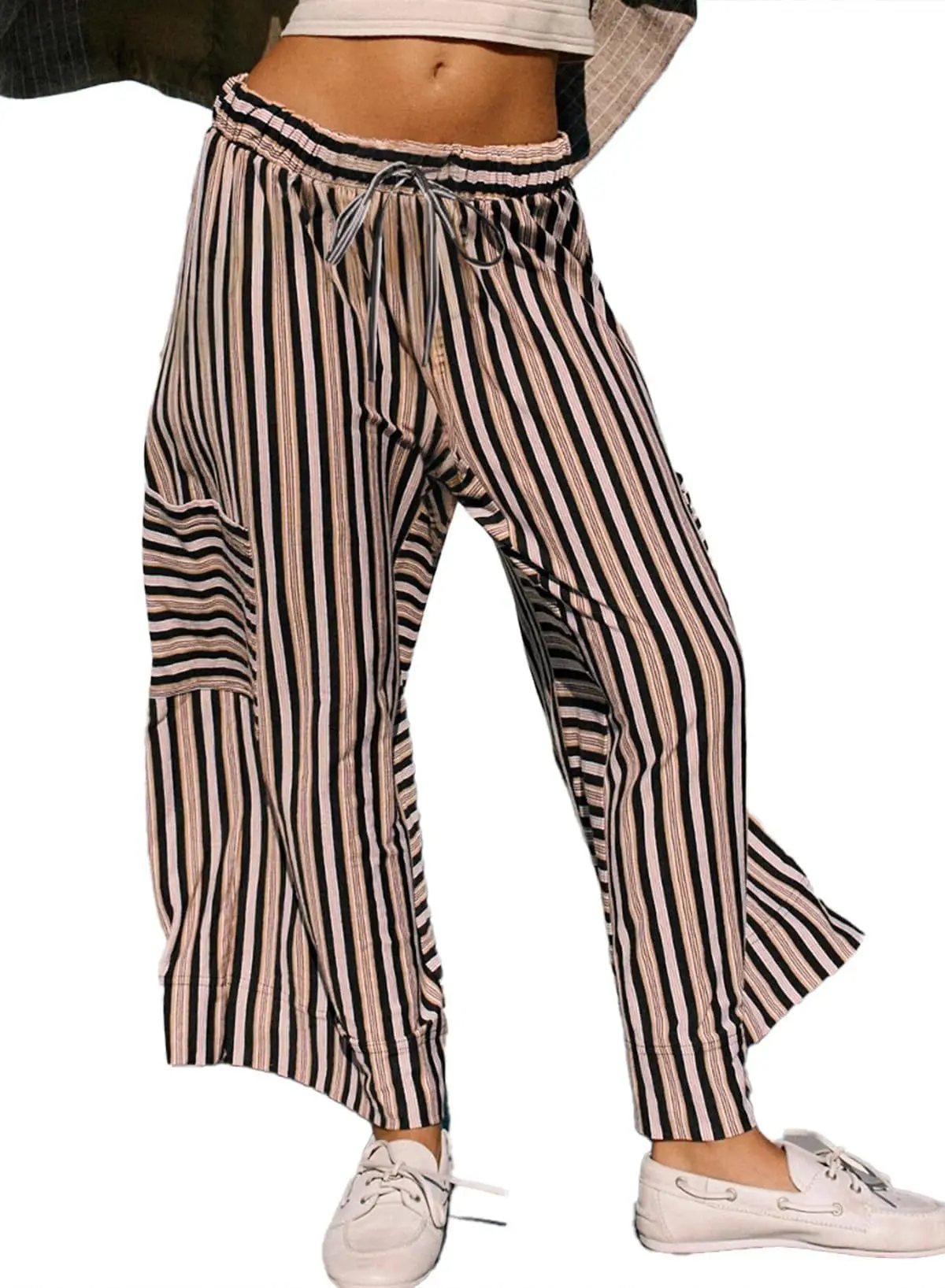 Women Striped Loose Fit Pants Casual Winter Wear — feature 30