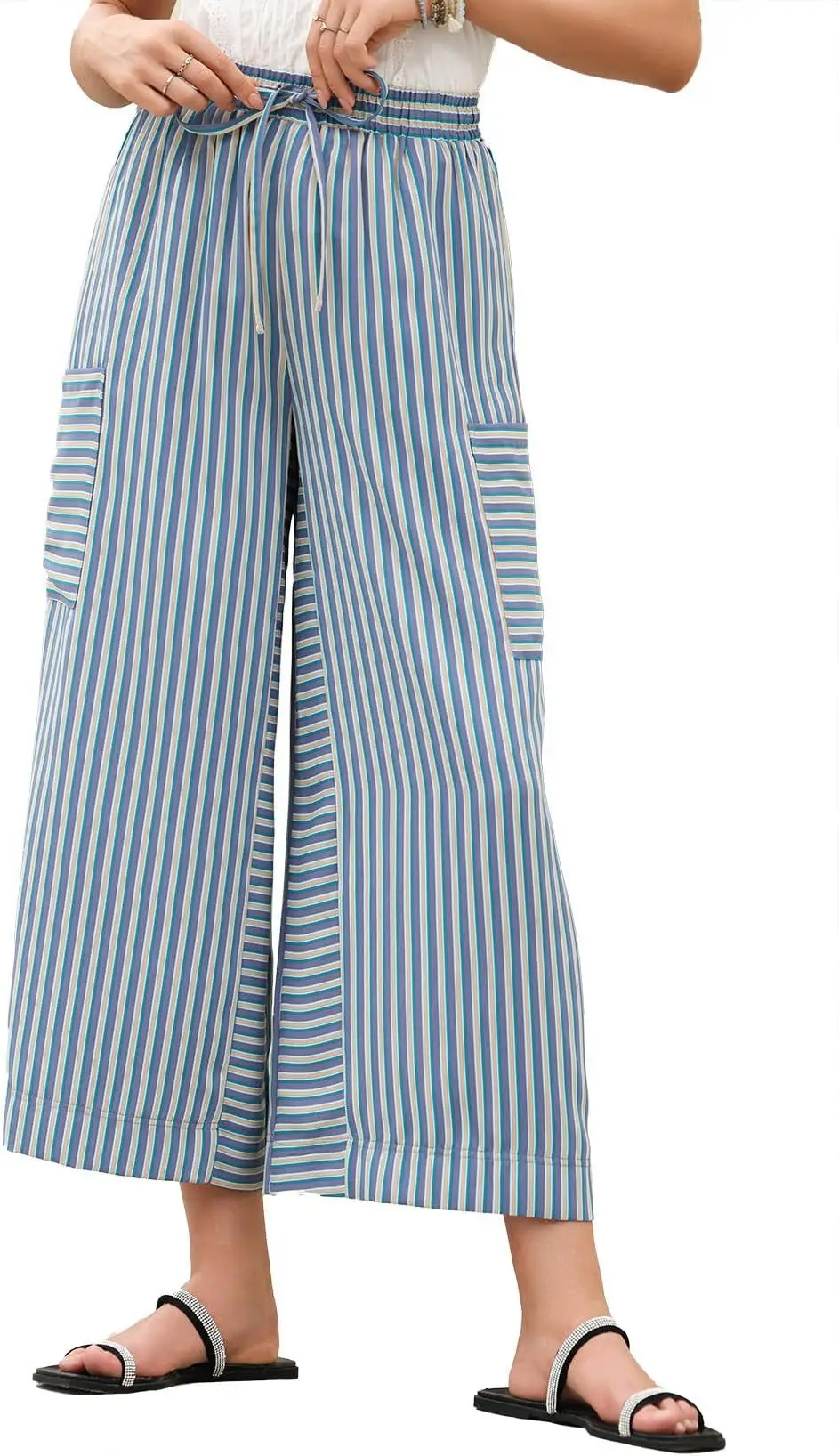 Women Striped Loose Fit Pants Casual Winter Wear — feature 40