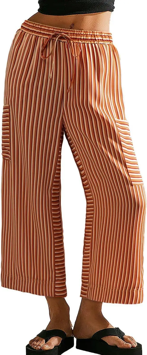 Women Striped Loose Fit Pants Casual Winter Wear — feature 48
