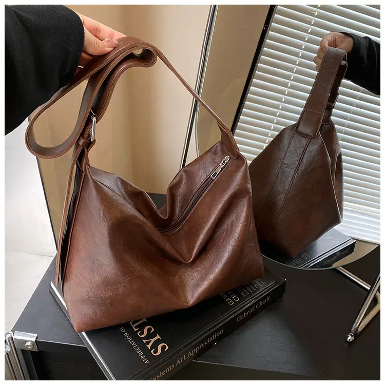 Women's Brown Leather Shoulder Bag Large Capacity 2025 - Image 4
