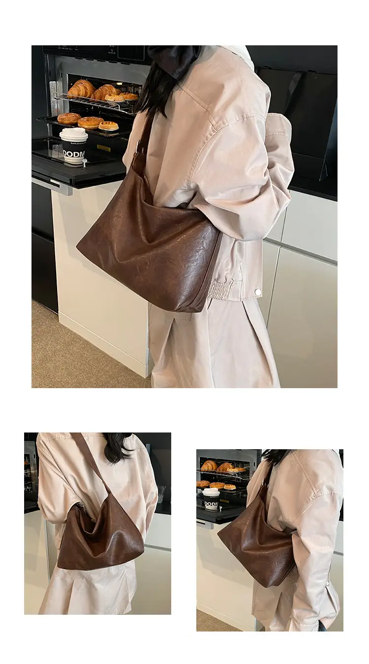 Women's Brown Leather Shoulder Bag Large Capacity 2025 — feature 10