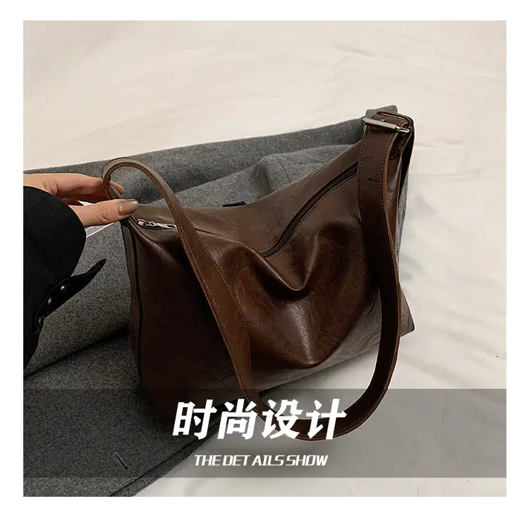 Women's Brown Leather Shoulder Bag Large Capacity 2025 — feature 5