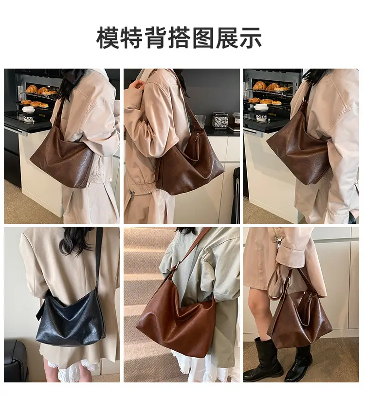 Women's Brown Leather Shoulder Bag Large Capacity 2025 — feature 8