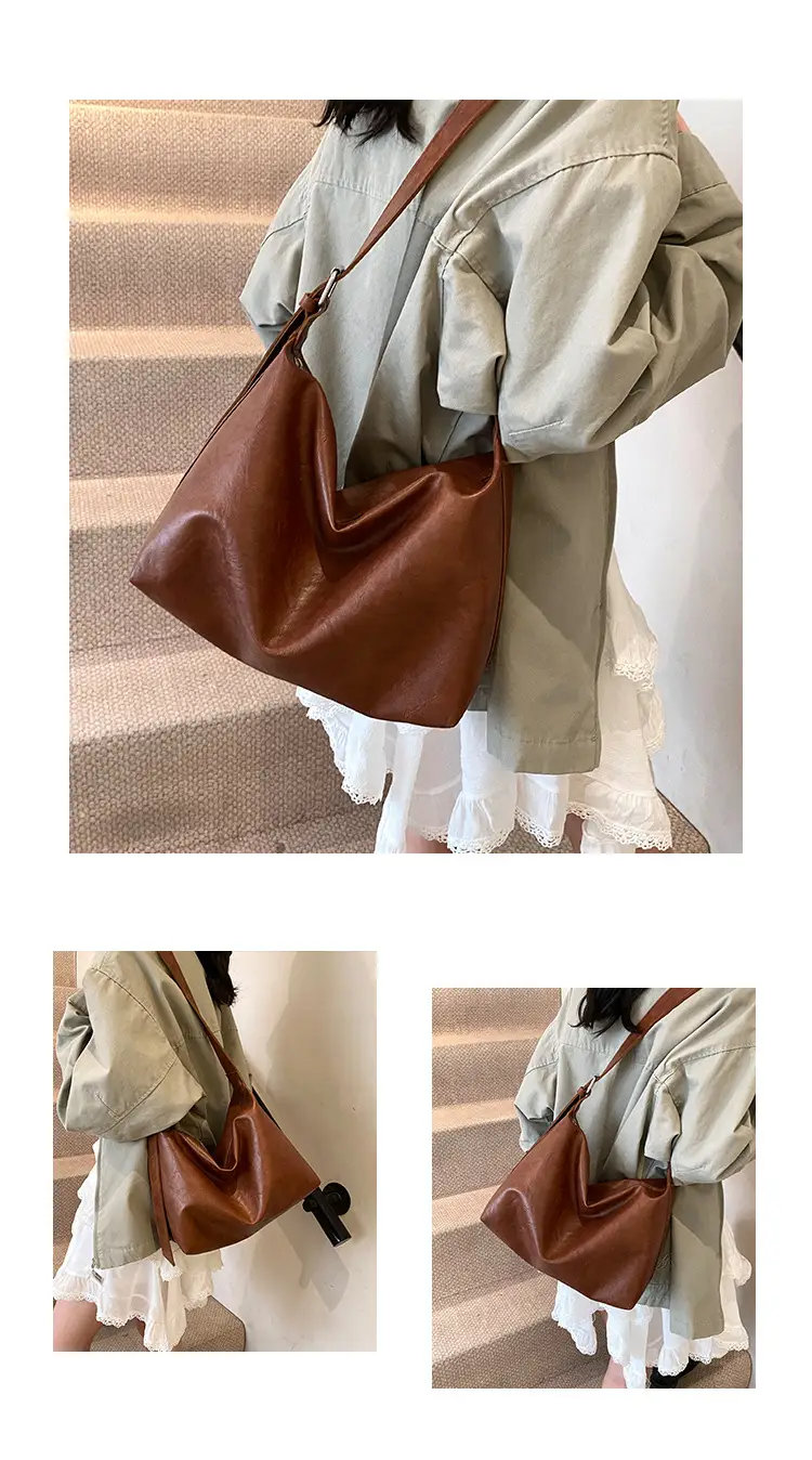 Women's Brown Leather Shoulder Bag Large Capacity 2025 — feature 9