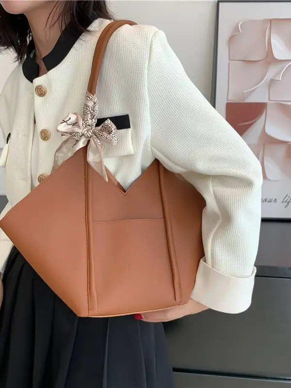 Women's Large Capacity Embroidered Bow Shoulder Bag - Image 7