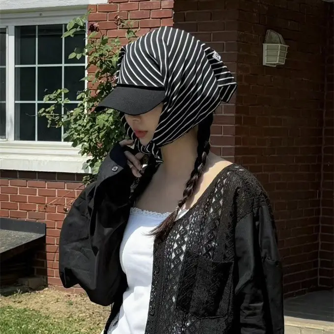 Women Baseball Cap Striped Duck Tongue Hot Summer - Image 6