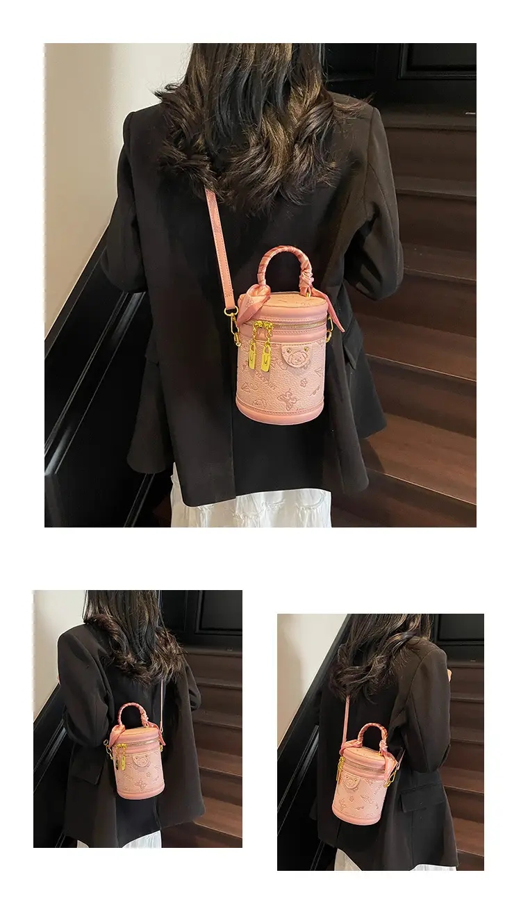Women's New Style Mini Crossbody Bag Brown Beige Gold Accents — feature 11