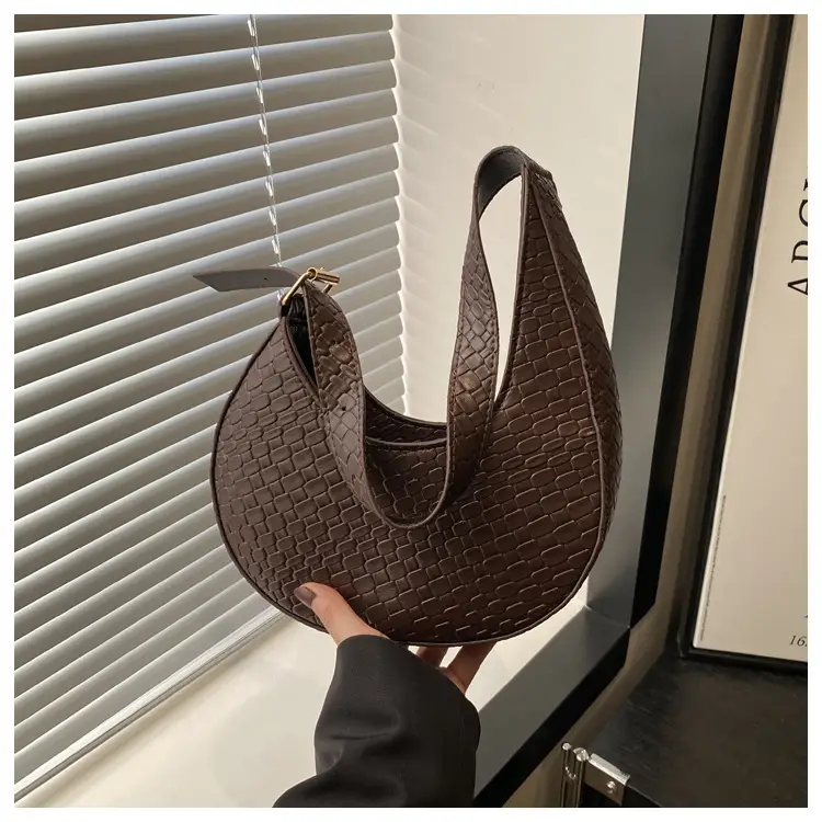 Retro Woven Crescent Shoulder Bag Women Maroon 2025 — feature 22