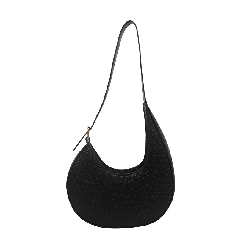 Retro Woven Crescent Shoulder Bag Women Maroon 2025 - Image 2