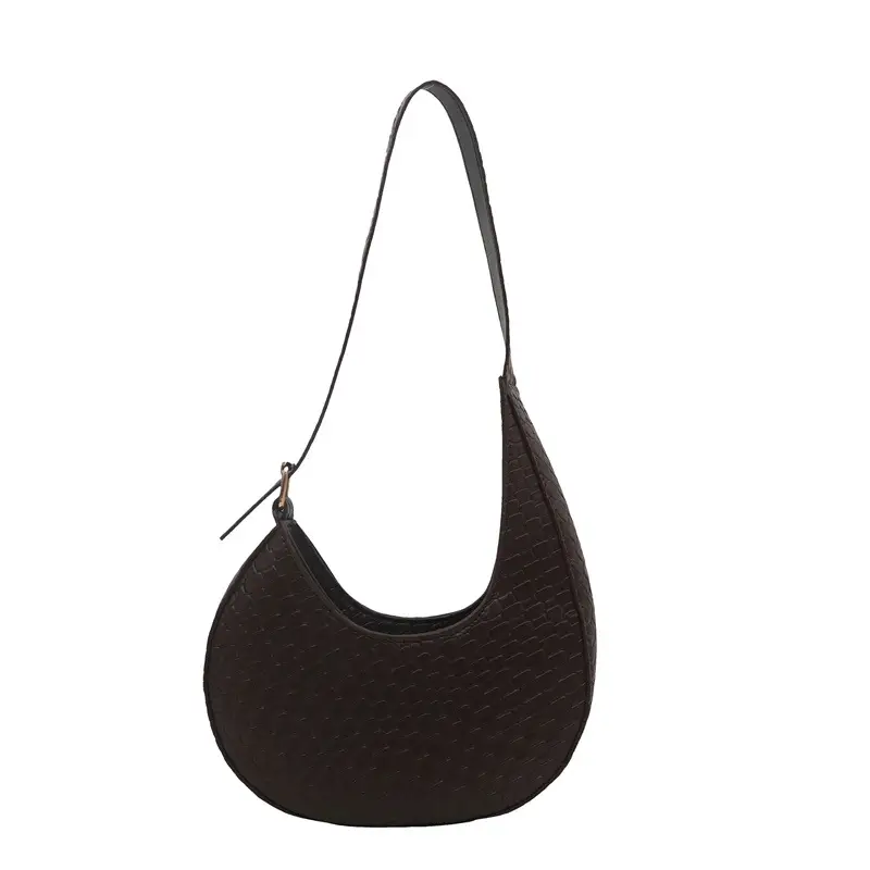 Retro Woven Crescent Shoulder Bag Women Maroon 2025 - Image 4