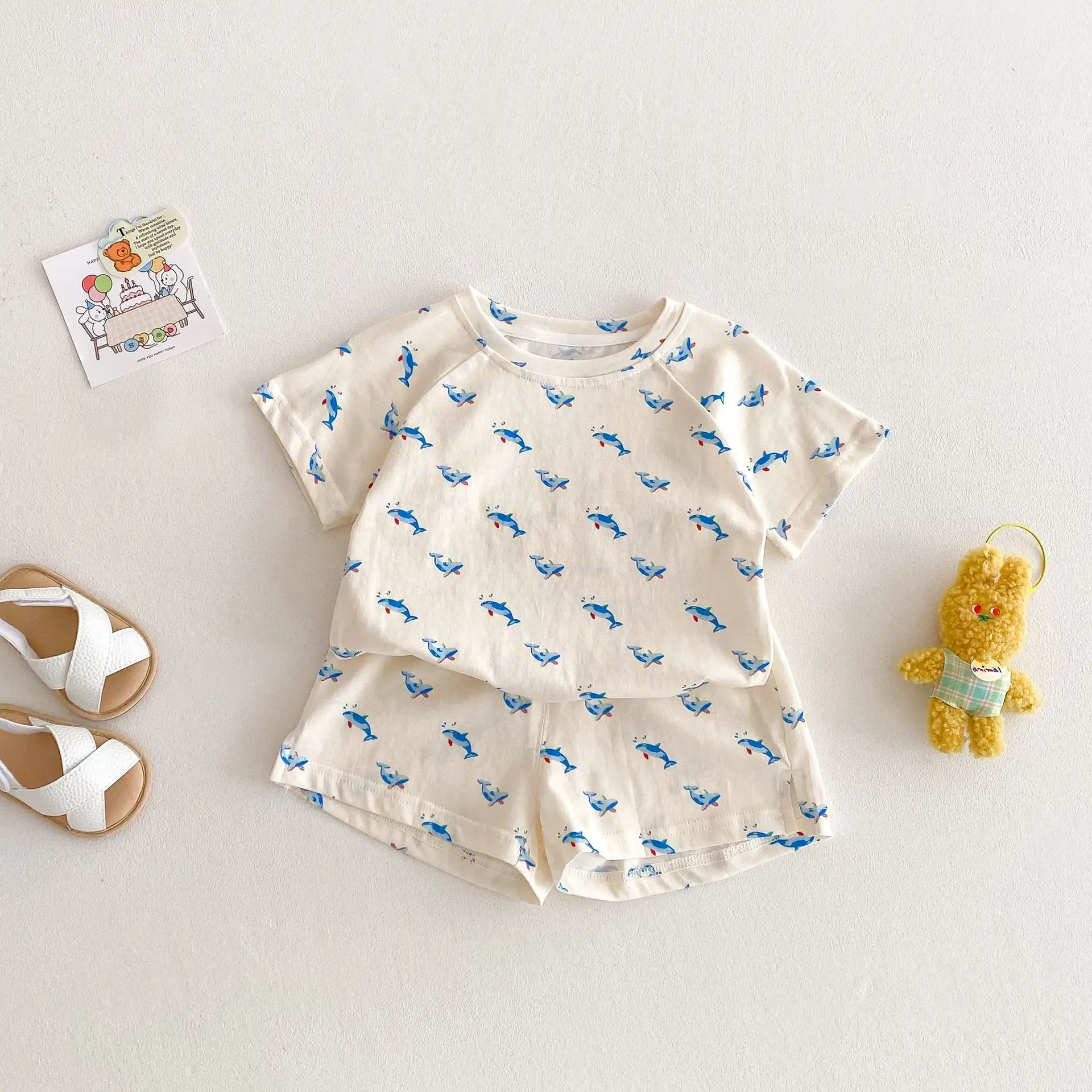 Children's Cartoon Print Summer T-Shirt Shorts Set - Image 3