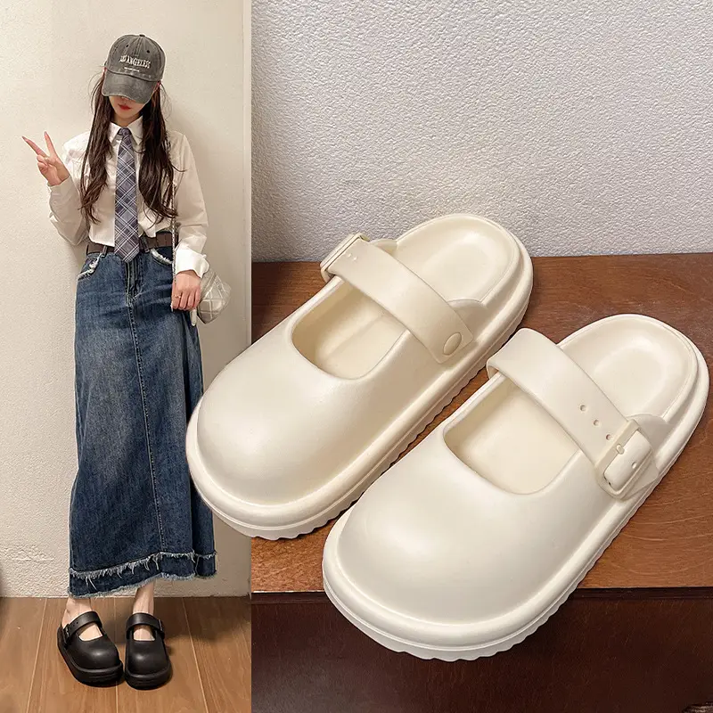 Women Mary Jane Sandals Black Slipper Summer - Image 5