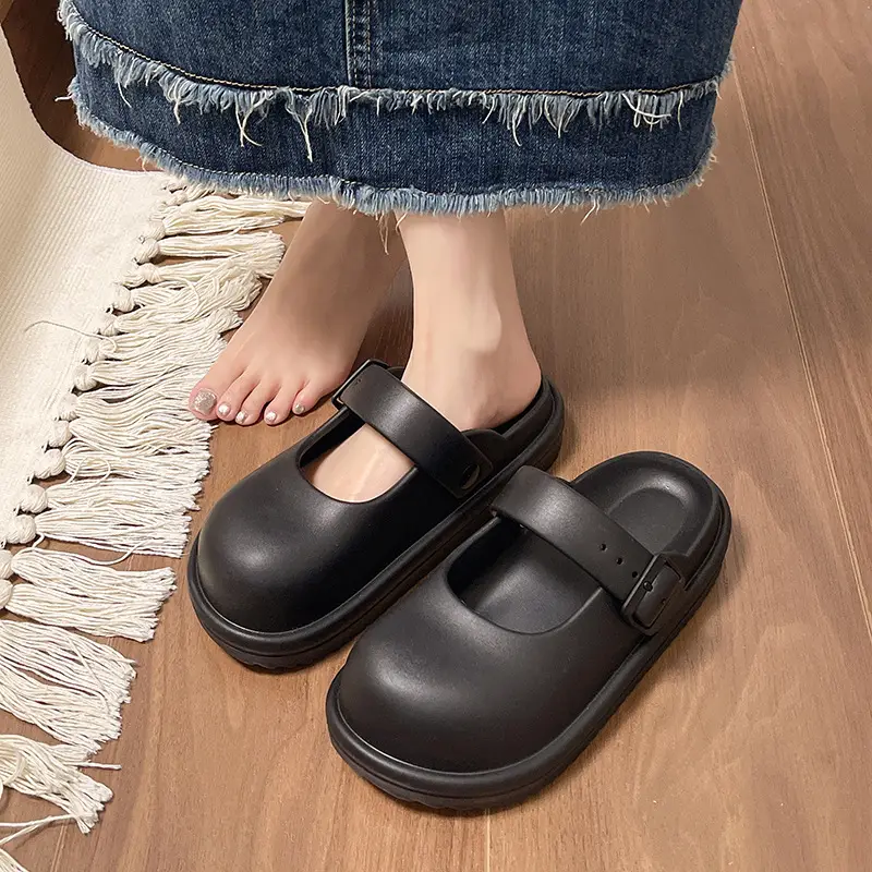 Women Mary Jane Sandals Black Slipper Summer - Image 2
