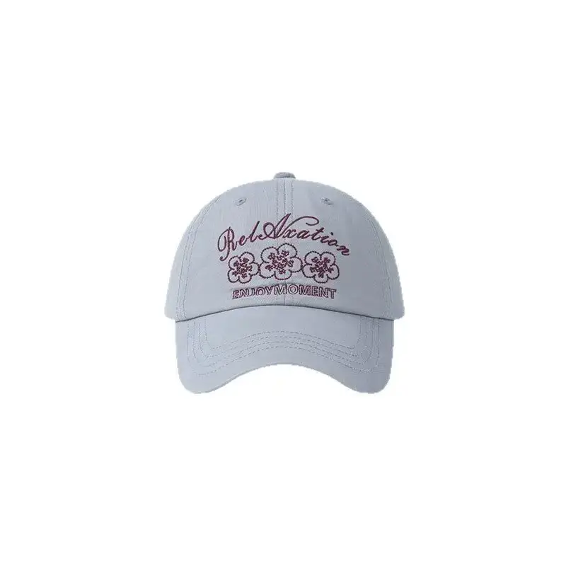 2025 New Retro Embroidered Flower Letter Baseball Hat Women's Spring and Summer Casual Easiest for Match Face Showing Small Duck Tongue Hat Men