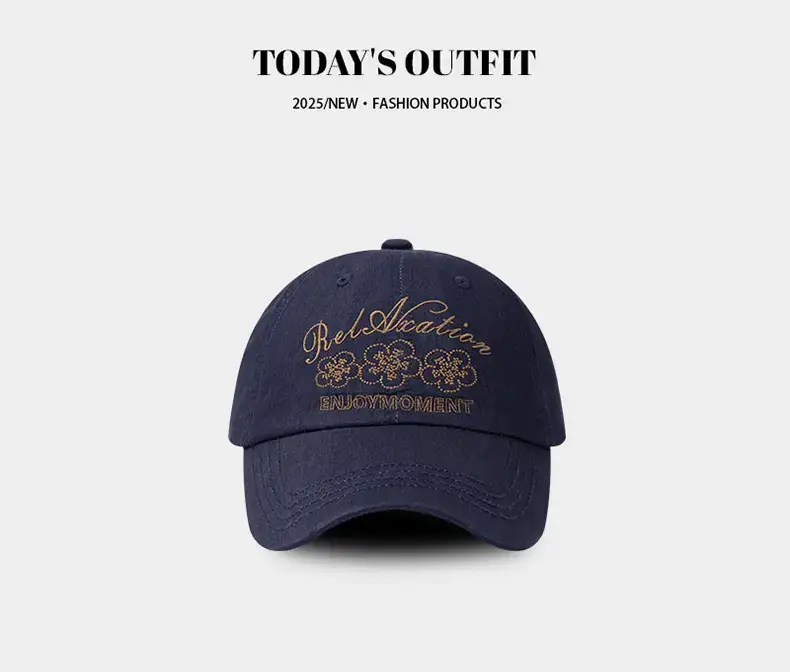 2025 New Retro Embroidered Flower Letter Baseball Hat Women's Spring and Summer Casual Easiest for Match Face Showing Small Duck Tongue Hat Men — feature 6