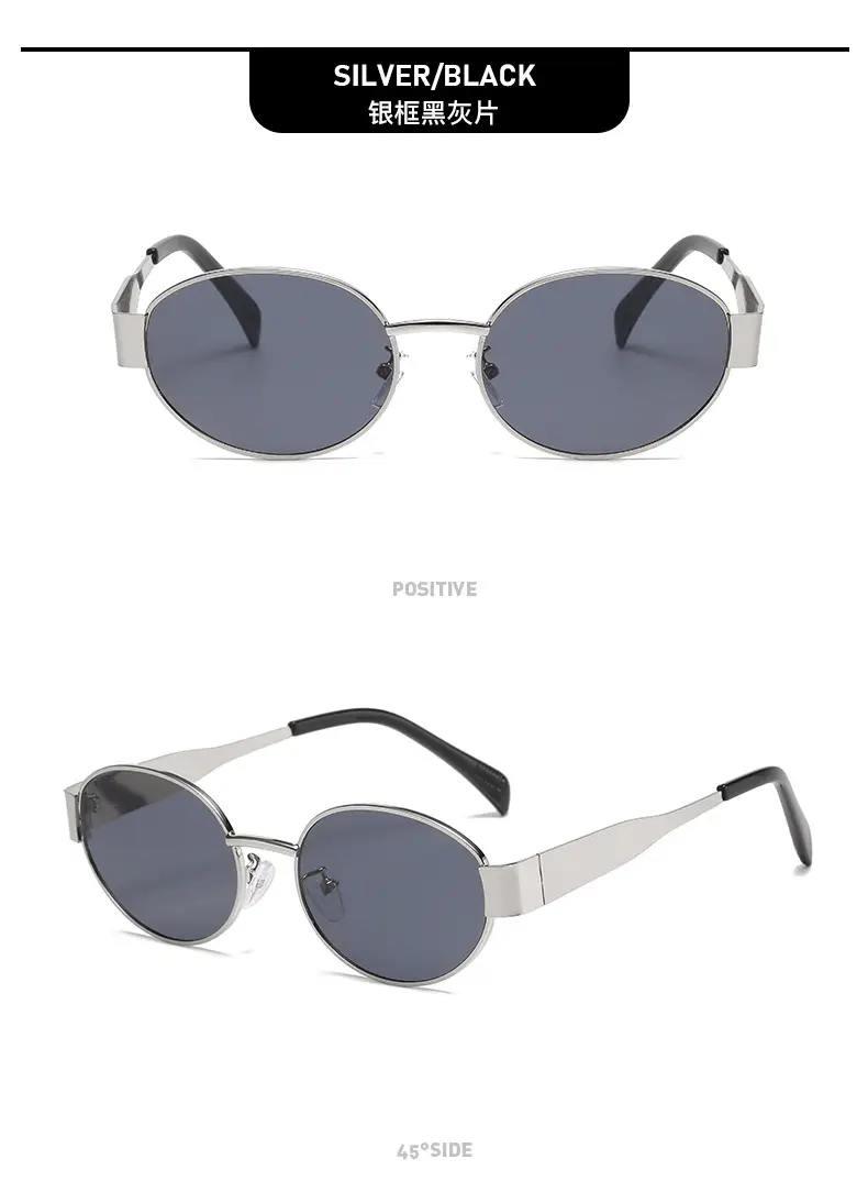 Women Metal Oval Sunglasses Retro Cross-Border Influencer Style — feature 13