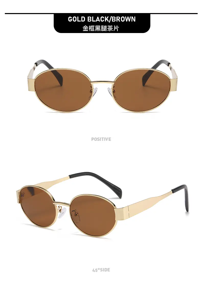 Women Metal Oval Sunglasses Retro Cross-Border Influencer Style — feature 14