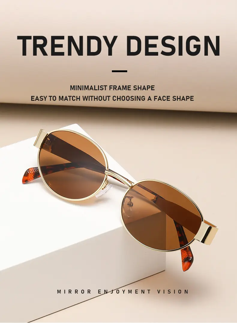 Women Metal Oval Sunglasses Retro Cross-Border Influencer Style — feature 5