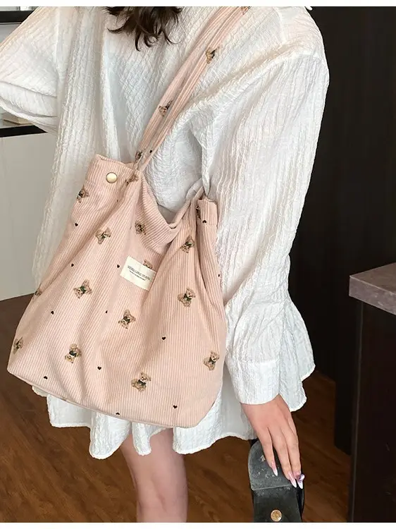 Women's Pink Embroidered Crossbody Bag Large Capacity - Image 5