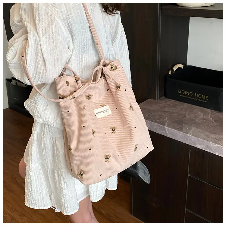 Women's Pink Embroidered Crossbody Bag Large Capacity — feature 18