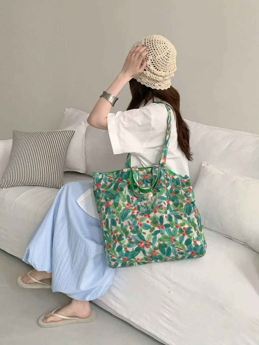 2025 Floral Canvas Commuter Bag Large Capacity Korean Style — feature 30