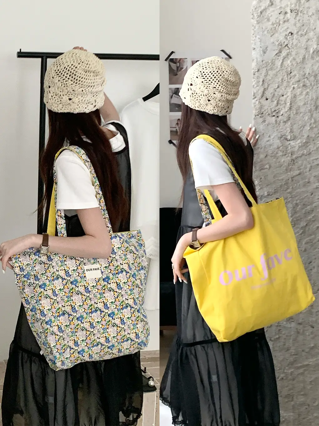 2025 Floral Canvas Commuter Bag Large Capacity Korean Style - Image 3