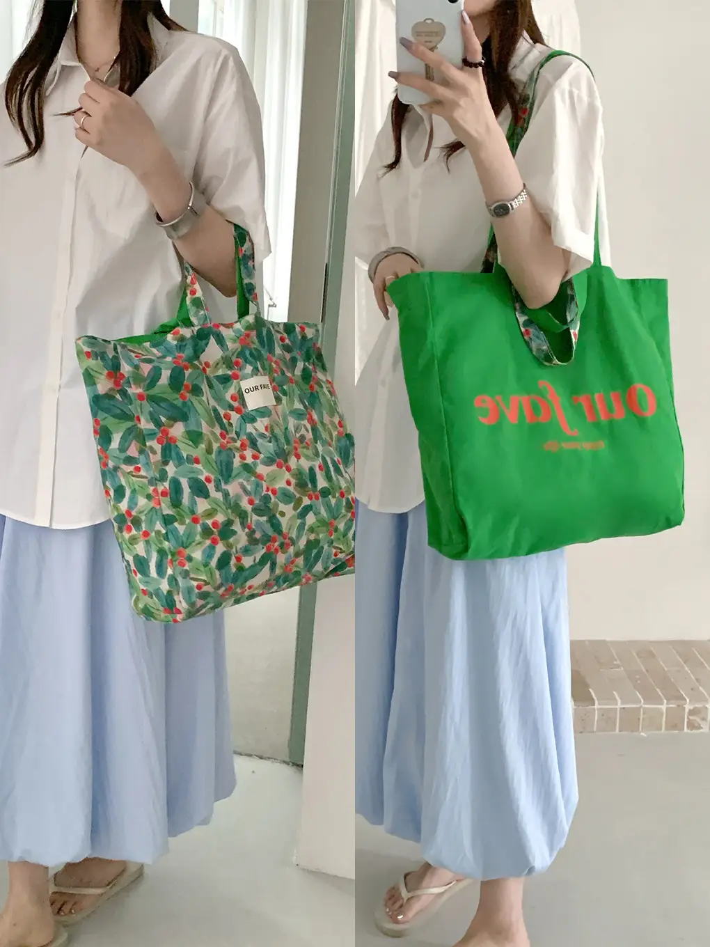 2025 Floral Canvas Commuter Bag Large Capacity Korean Style - Image 5